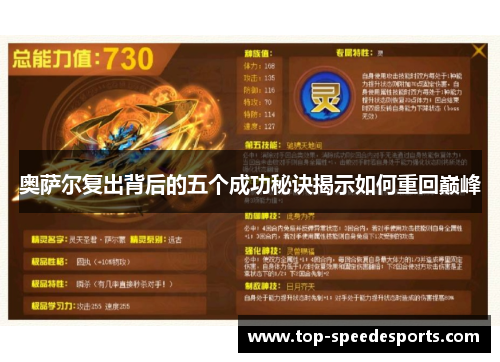奥萨尔复出背后的五个成功秘诀揭示如何重回巅峰