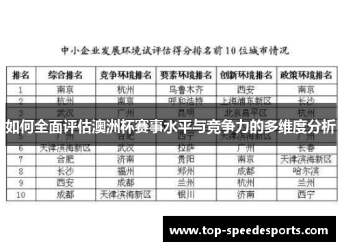 如何全面评估澳洲杯赛事水平与竞争力的多维度分析 如何全面评估澳洲杯赛事水平与竞争力的多维度分析